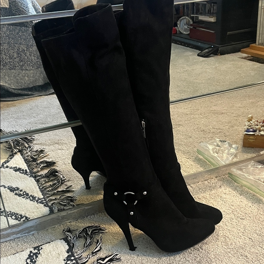 Guess Black Heeled Knee-High Boots